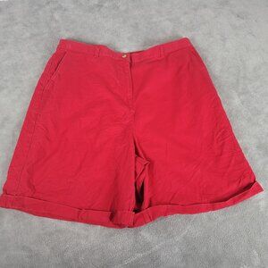 Karen Scott Sport Womens Shorts 18 Plus Cotton Red Zip Fly Cuffed RED63E